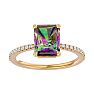 1-1/2 Carat Octagon Shape Mystic Topaz Ring and Diamonds In 14 Karat Yellow Gold Image-1