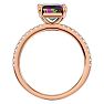 1-1/2 Carat Octagon Shape Mystic Topaz Ring and Diamonds In 14 Karat Rose Gold Image-3