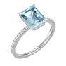 Aquamarine Ring: Aquamarine Jewelry: 1 1/2 Carat Aquamarine and Diamond Ring In 14 Karat White Gold Image-2