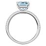 Aquamarine Ring: Aquamarine Jewelry: 1 1/2 Carat Aquamarine and Diamond Ring In 14 Karat White Gold Image-3