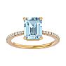 Aquamarine Ring: Aquamarine Jewelry: 1 1/2 Carat Aquamarine and Diamond Ring In 14 Karat Yellow Gold Image-1