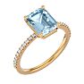 Aquamarine Ring: Aquamarine Jewelry: 1 1/2 Carat Aquamarine and Diamond Ring In 14 Karat Yellow Gold Image-2