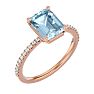 Aquamarine Ring: Aquamarine Jewelry: 1 1/2 Carat Aquamarine and Diamond Ring In 14 Karat Rose Gold Image-2