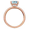 Aquamarine Ring: Aquamarine Jewelry: 1 1/2 Carat Aquamarine and Diamond Ring In 14 Karat Rose Gold Image-3