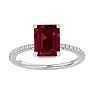 Garnet Ring: Garnet Jewelry: 2 Carat Garnet and Diamond Ring In 14 Karat White Gold Image-1