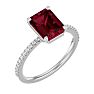 Garnet Ring: Garnet Jewelry: 2 Carat Garnet and Diamond Ring In 14 Karat White Gold Image-2