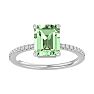 1 1/2 Carat Green Amethyst and Diamond Ring In 14 Karat White Gold Image-1