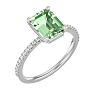 1 1/2 Carat Green Amethyst and Diamond Ring In 14 Karat White Gold Image-2