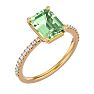 1 1/2 Carat Green Amethyst and Diamond Ring In 14 Karat Yellow Gold Image-2