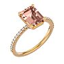 1-1/2 Carat Morganite and Diamond Ring In 14 Karat Yellow Gold Image-2