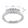 1 Carat Three Diamond Ring In 14 Karat White Gold Image-5