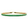 5 1/2 Carat Emerald Tennis Bracelet In 14 Karat Yellow Gold, 8 1/2 Inches Image-1