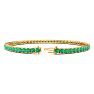 5 1/2 Carat Emerald Tennis Bracelet In 14 Karat Yellow Gold, 8 1/2 Inches Image-2