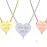 Sterling Silver Heart Necklace With Free Custom Engraving, 18 Inches Image-2
