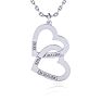 Sterling Silver Double Heart Necklace With Free Custom Engraving, 18 Inches Image-1