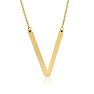 V Initial Sideways Necklace In Gold Overlay, 18 Inches Image-1