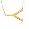 Y Initial Sideways Necklace In Gold Overlay, 18 Inches Image-1