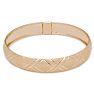 10K Yellow Gold Flexible Bangle Bracelet With Double X Diamond Cut Design, 7 Inches Image-1