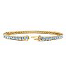 Aquamarine Bracelet: Aquamarine Jewelry: 4 3/4 Carat Aquamarine And Diamond Graduated Tennis Bracelet In 14 Karat Yellow Gold, 8 1/2 Inches Image-2