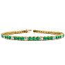 4 1/3 Carat Emerald And Diamond Graduated Tennis Bracelet In 14 Karat Yellow Gold, 7 Inches Image-1