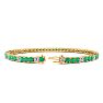 5 1/3 Carat Emerald And Diamond Graduated Tennis Bracelet In 14 Karat Yellow Gold, 8 1/2 Inches Image-2