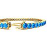 10 3/4 Carat Blue Topaz Tennis Bracelet In 14 Karat Yellow Gold, 6 1/2 Inches Image-3