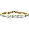 Aquamarine Bracelet: Aquamarine Jewelry: 10 1/2 Carat Aquamarine and Diamond Tennis Bracelet In 14 Karat Yellow Gold, 9 Inches Image-1
