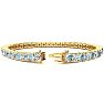 Aquamarine Bracelet: Aquamarine Jewelry: 10 1/2 Carat Aquamarine and Diamond Tennis Bracelet In 14 Karat Yellow Gold, 9 Inches Image-2