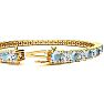 Aquamarine Bracelet: Aquamarine Jewelry: 10 1/2 Carat Aquamarine and Diamond Tennis Bracelet In 14 Karat Yellow Gold, 9 Inches Image-3