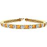 10 1/2 Carat Citrine and Diamond Tennis Bracelet In 14 Karat Yellow Gold, 8 Inches Image-1