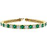 11 Carat Emerald and Diamond Tennis Bracelet In 14 Karat Yellow Gold, 7 1/2 Inches Image-1
