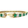 11 Carat Emerald and Diamond Tennis Bracelet In 14 Karat Yellow Gold, 7 1/2 Inches Image-3