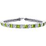 7 3/4 Carat Peridot and Diamond Tennis Bracelet In 14 Karat White Gold, 6 Inches Image-1