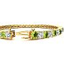 8 1/2 Carat Peridot and Diamond Tennis Bracelet In 14 Karat Yellow Gold, 6 1/2 Inches Image-3