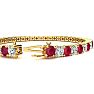Ruby Bracelet; Ruby Tennis Bracelet; 10 3/4 Carat Ruby and Diamond Tennis Bracelet In 14 Karat Yellow Gold Image-3