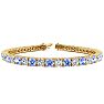 11 Carat Tanzanite and Diamond Tennis Bracelet In 14 Karat Yellow Gold, 8 1/2 Inches Image-1