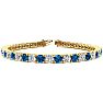 9 1/2 Carat Blue and White Diamond Tennis Bracelet In 14 Karat Yellow Gold, 7 Inches Image-1