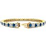 9 1/2 Carat Blue and White Diamond Tennis Bracelet In 14 Karat Yellow Gold, 7 Inches Image-2