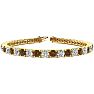 9 1/2 Carat Chocolate Bar Brown Champagne and White Diamond Tennis Bracelet In 14 Karat Yellow Gold, 7 Inches Image-1