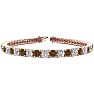 11 3/4 Carat Chocolate Bar Brown Champagne and White Diamond Tennis Bracelet In 14 Karat Rose Gold, 9 Inches Image-1