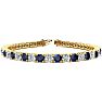 11 Carat Sapphire and Diamond Tennis Bracelet In 14 Karat Yellow Gold, 7 Inches Image-1
