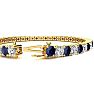 11 Carat Sapphire and Diamond Tennis Bracelet In 14 Karat Yellow Gold, 7 Inches Image-3