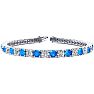 12 1/2 Carat Blue Topaz and Diamond Tennis Bracelet In 14 Karat White Gold, 8 1/2 Inches Image-1