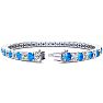 12 1/2 Carat Blue Topaz and Diamond Tennis Bracelet In 14 Karat White Gold, 8 1/2 Inches Image-2