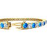 8 3/4 Carat Blue Topaz and Diamond Tennis Bracelet In 14 Karat Yellow Gold, 6 Inches Image-3