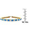 8 3/4 Carat Blue Topaz and Diamond Tennis Bracelet In 14 Karat Yellow Gold, 6 Inches Image-4