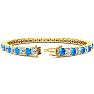 13 1/4 Carat Blue Topaz and Diamond Tennis Bracelet In 14 Karat Yellow Gold, 9 Inches Image-2