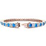 12 Carat Blue Topaz and Diamond Tennis Bracelet In 14 Karat Rose Gold, 8 Inches Image-2