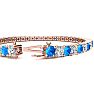 12 Carat Blue Topaz and Diamond Tennis Bracelet In 14 Karat Rose Gold, 8 Inches Image-3