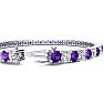 9 1/5 Carat Amethyst and Diamond Tennis Bracelet In 14 Karat White Gold, 7 Inches Image-3